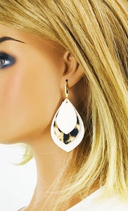 Pearl and Leopard Faux Leather Earrings - E19-2976
