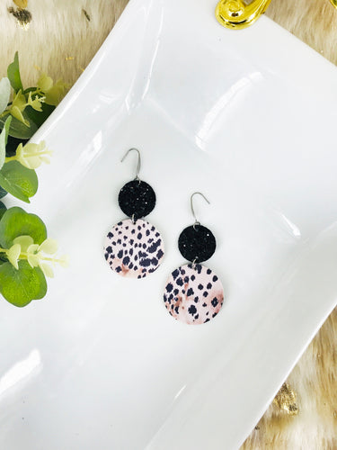 Pink Leopard Faux Leather and Chunky Glitter Earrings - E19-2982