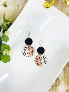 Leopard Faux Leather and Chunky Glitter Earrings - E19-2984