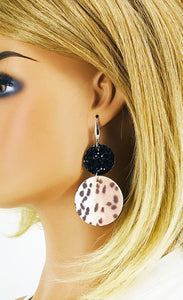 Leopard Faux Leather and Chunky Glitter Earrings - E19-2984