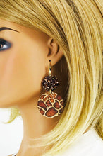 Load image into Gallery viewer, Giraffe Cork and Chunky Glitter Earrings - E19-2990