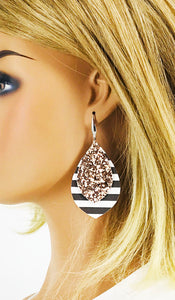 Striped Faux Leather and Chunky Glitter Earrings - E19-2991