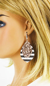 Striped Faux Leather and Chunky Glitter Earrings - E19-2991