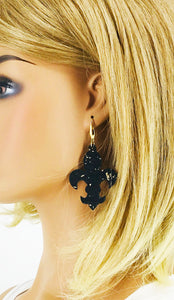 Black Portuguese Cork Fleur De Lis Earrings - E19-2994