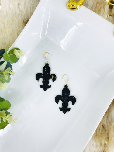Black Portuguese Cork Fleur De Lis Earrings - E19-2994