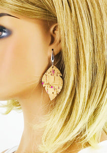 Fuchsia Speckled Cork Earrings - E19-3008