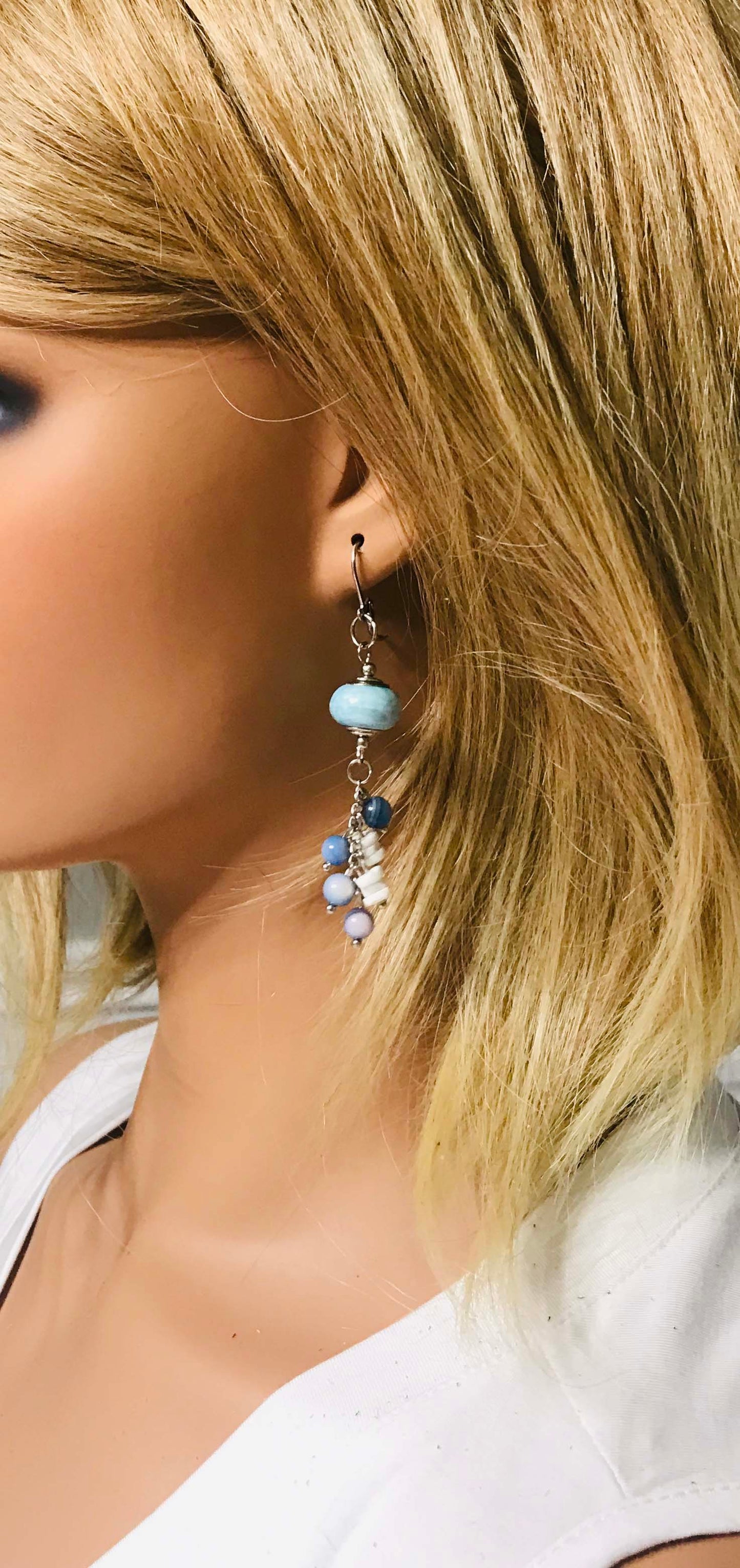 Glass Bead Dangle Earrings - E19-302