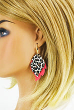 Load image into Gallery viewer, Coral and Cheetah Leather Earrings -E19-3035