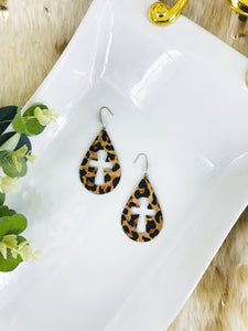 Leopard Cork Cross Earrings - E19-3037