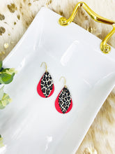 Load image into Gallery viewer, Coral and Cheetah Leather Earrings - E19-3041