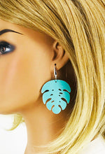 Load image into Gallery viewer, Teal Faux Leather Earrings - E19-3052