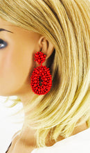 Load image into Gallery viewer, Red Bohemian Beaded Teardrop Earrings - E19-3067