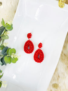 Red Bohemian Beaded Teardrop Earrings - E19-3067