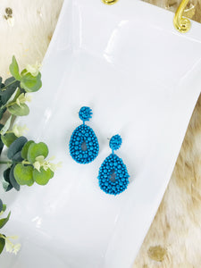 Blue Bohemian Beaded Teardrop Earrings - E19-3069