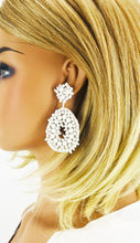 Load image into Gallery viewer, White Bohemian Beaded Teardrop Earrings - E19-3071