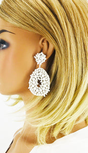 White Bohemian Beaded Teardrop Earrings - E19-3071