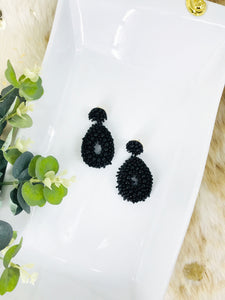 Black Bohemian Beaded Teardrop Earrings - E19-3072