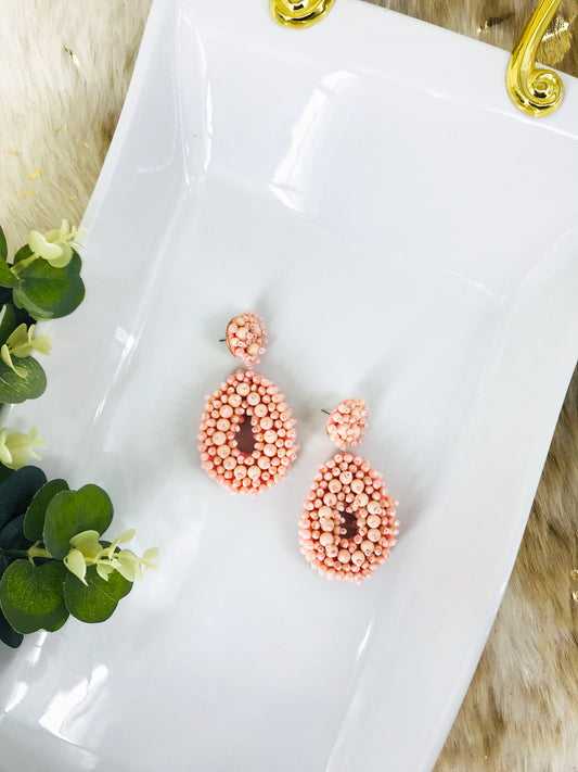 Pink Bohemian Beaded Teardrop Earrings - E19-3073