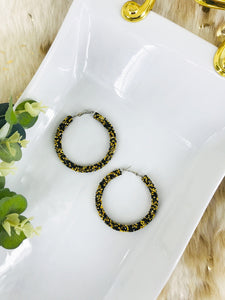 Black and Gold Glitter Hoop Earrings - E19-3074