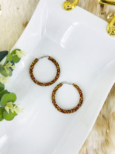 Red Glitter Hoop Earrings - E19-3076