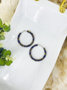 Royal Blue Glitter Hoop Earrings - E19-3077