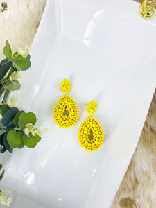 Yellow Bohemian Beaded Teardrop Earrings - E19-3078