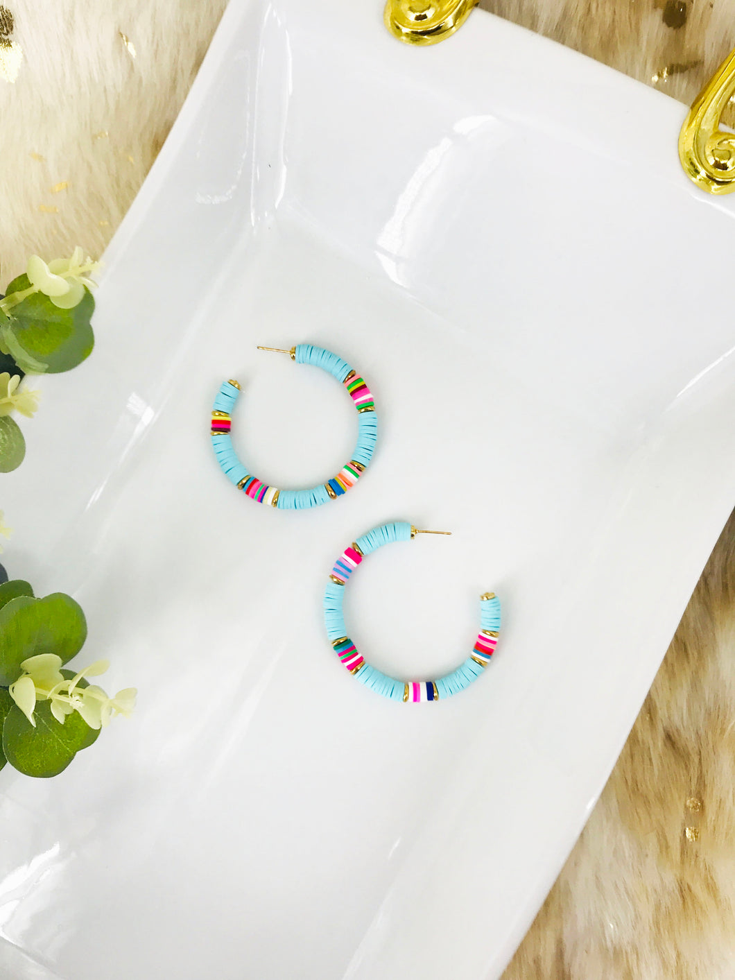 Blue Open Hoop Earrings - E19-3081