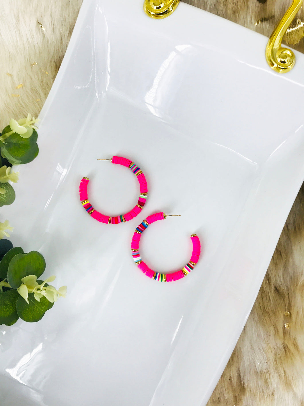 Pink Open Hoop Earrings - E19-3082