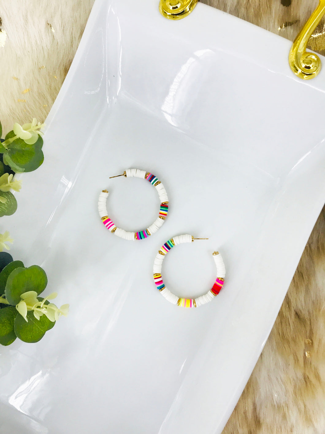 White Open Hoop Earrings - E19-3084