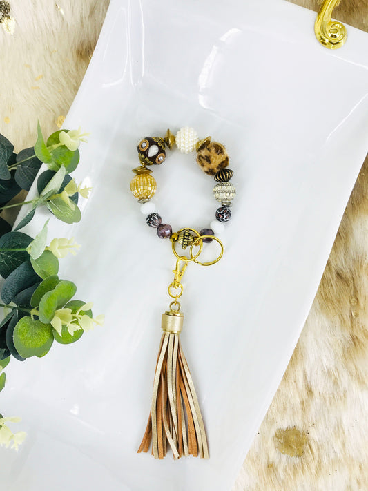 Glass Bead Bracelet Keychain - K308