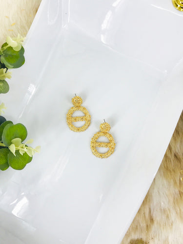 Large Metal Geometric Dangle Stud Earrings - E19-3116
