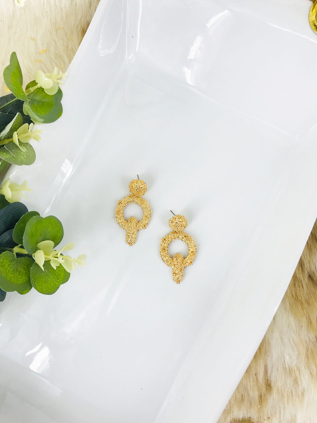 Large Metal Geometric Dangle Stud Earrings - E19-3118