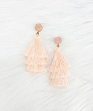 Load image into Gallery viewer, Druzy and Tassel Pendant Stud Earrings - E19-3140