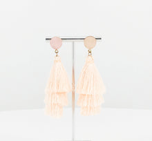 Load image into Gallery viewer, Druzy and Tassel Pendant Stud Earrings - E19-3140