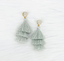 Load image into Gallery viewer, Druzy and Tassel Pendant Stud Earrings - E19-3141