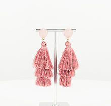 Load image into Gallery viewer, Druzy and Tassel Pendant Stud Earrings - E19-3142