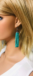 Turquoise Boho Style Glass Bead Tassel Earrings - E19-319