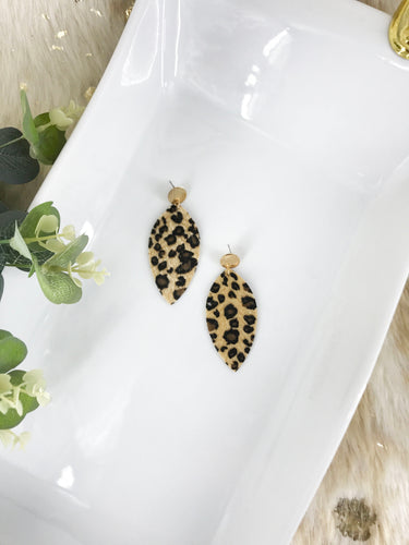 Leopard Faux Leather Stud Earrings - E19-3331
