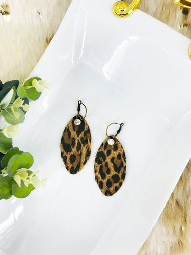 Geometric Genuine Leather Cheetah Print with Authentic Louis Vuitton Canvas  Earrings - Handmade & Curated Jewelry and Accessories by Roz