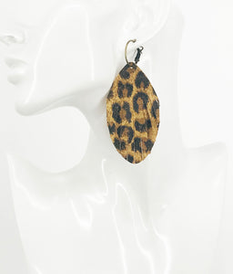 Fringe Cheetah Suede Leather Hoop Earrings - E19-3344