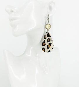Rhinestone and Hair On Leather Earrings - E19-3367