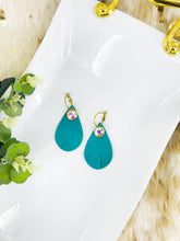 Load image into Gallery viewer, Rhinestone and Turquoise Leather Hoop Earrings - E19-3373