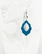 Load image into Gallery viewer, Rhinestone and Turquoise Leather Earrings - E19-3379