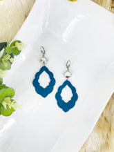 Load image into Gallery viewer, Rhinestone and Turquoise Leather Earrings - E19-3379