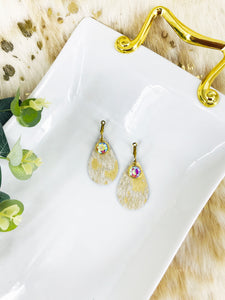 Hair On Gold Leather and Rhinestone Earrings - E19-3385