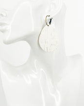 Load image into Gallery viewer, Off White Birch Cork Leather Hoop Earrings - E19-3429