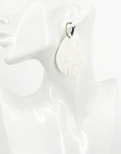 Off White Birch Cork Leather Hoop Earrings - E19-3429