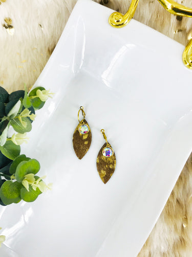 Hair On Leather and Rhinestone Hoop Earrings - E19-3463