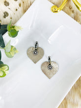 Load image into Gallery viewer, Platinum Heart Leather Hoop Earrings - E19-3468