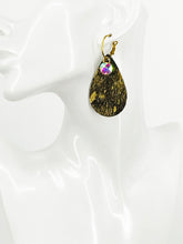 Load image into Gallery viewer, Hair On Metallic Gold Leather Rhinestone Hoop Earrings - E19-3473